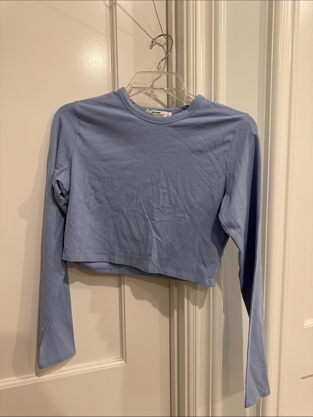 Cotton On Light Blue Long-Sleeve Crop Top
